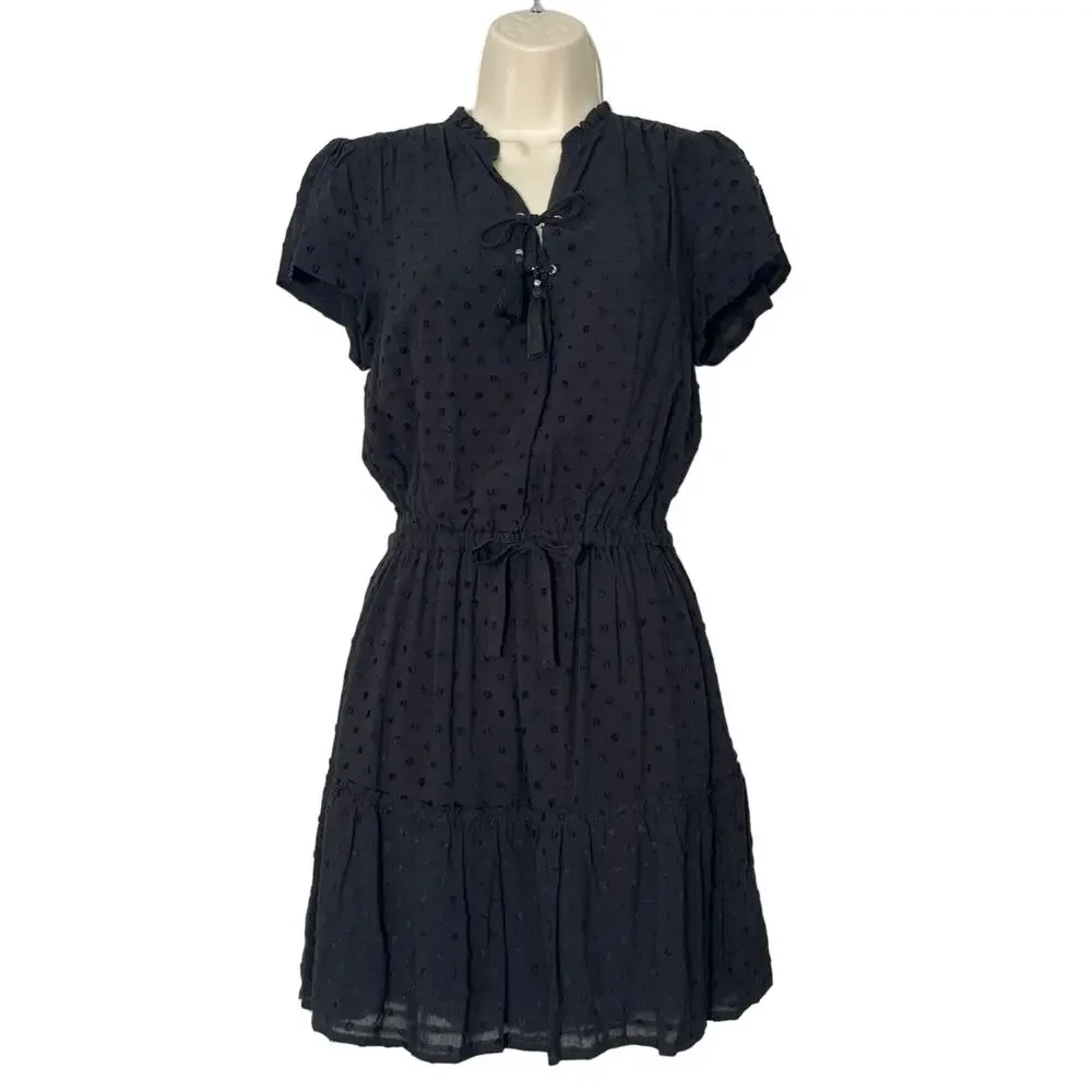 PAIGE Jannah Swiss Dot Mini Dress in‎ Black Size XS